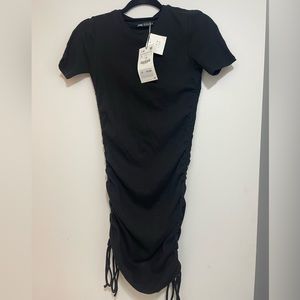 Zara black T Shirt ruched dress size L NWT
